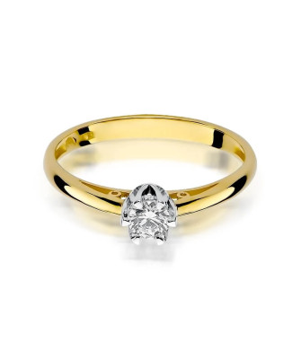 Złoty Pierścionek 14k z diamentem brylant 0,15ct