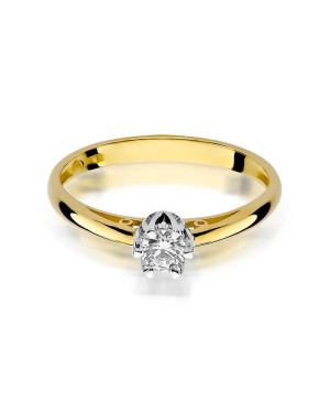 Złoty Pierścionek 14k z diamentem brylant 0,15ct