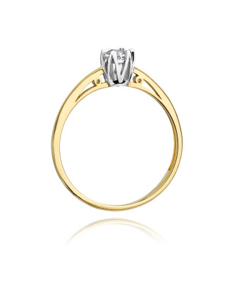 Złoty Pierścionek 14k z diamentem brylant 0,15ct