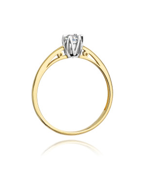 Złoty Pierścionek 14k z diamentem brylant 0,15ct