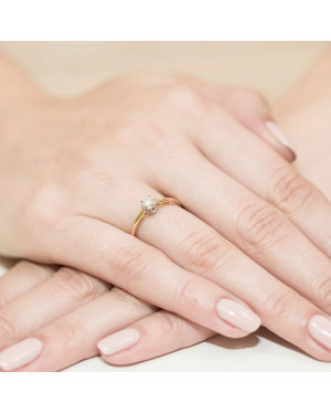 Złoty Pierścionek 14k z diamentem brylant 0,15ct