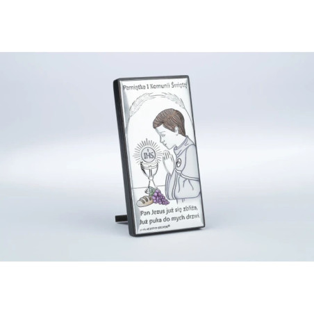 Picture communion souvenir for a boy, silver (HEART)