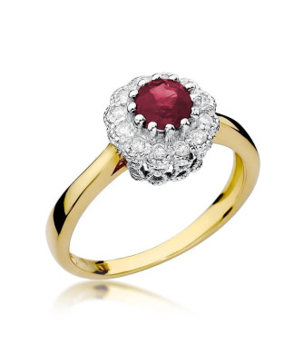 14k Gold Ring with Diamond Ruby 0.60ct