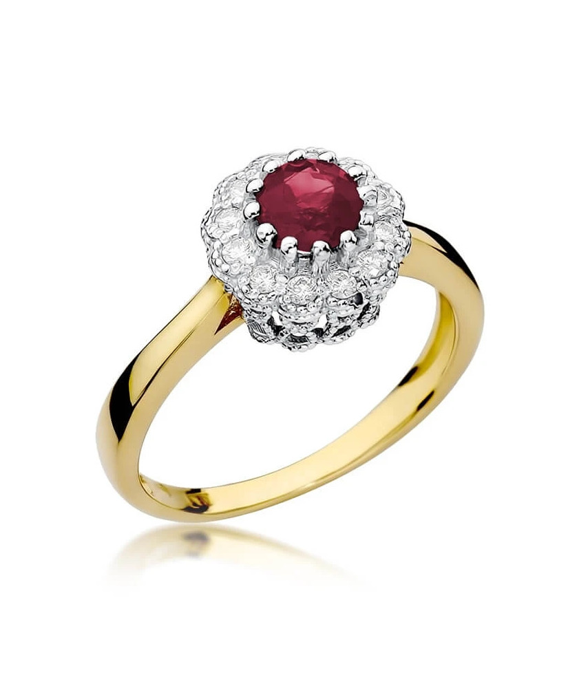 Złoty Pierścionek 14k z diamentem rubin 0,60ct