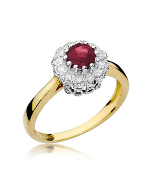Złoty Pierścionek 14k z diamentem rubin 0,60ct