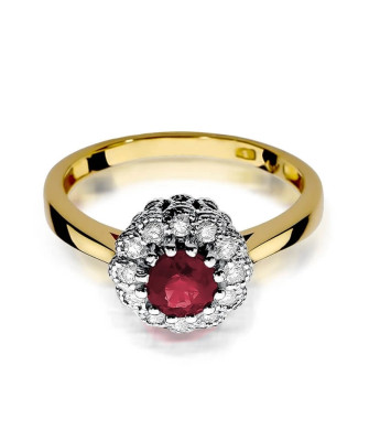Złoty Pierścionek 14k z diamentem rubin 0,60ct