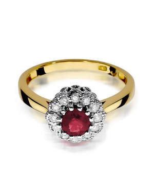Złoty Pierścionek 14k z diamentem rubin 0,60ct