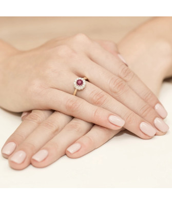 Złoty Pierścionek 14k z diamentem rubin 0,60ct