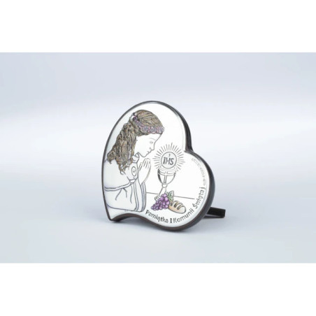 Original silver communion souvenir for a girl (HEART)