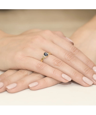 14k Gold Ring with Sapphire Diamond 0.70ct