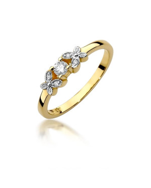 Złoty Pierścionek 14k z diamentem brylant 0,10ct