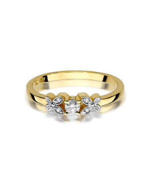 Złoty Pierścionek 14k z diamentem brylant 0,10ct