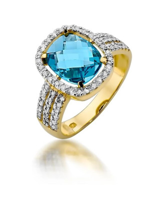 Gold Ring 14k with diamond topaz 3.00ct