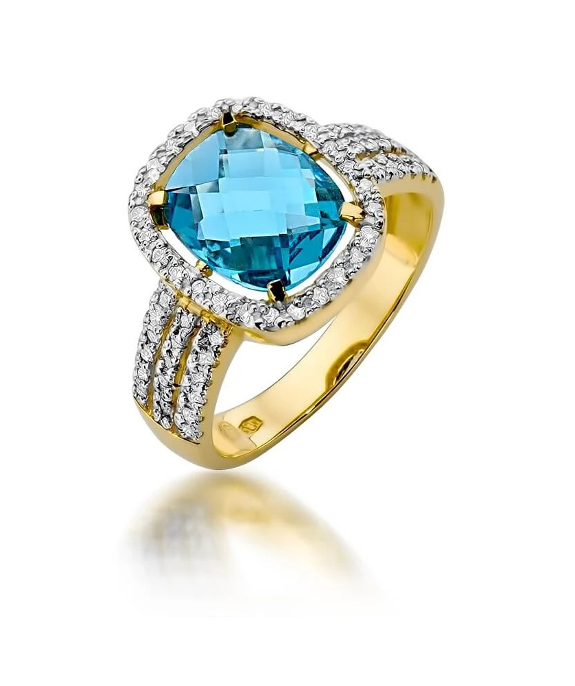 Gold Ring 14k with diamond topaz 3.00ct