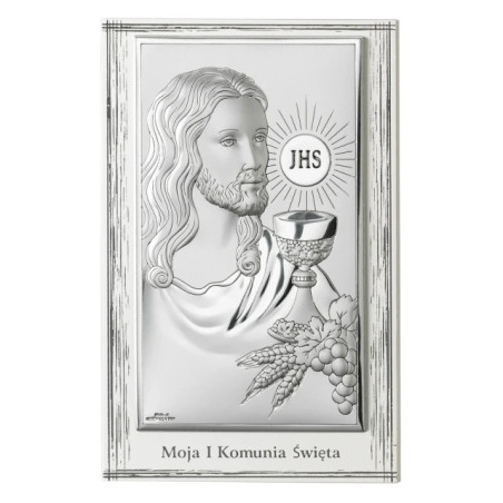 A picture of a communion souvenir in white wood