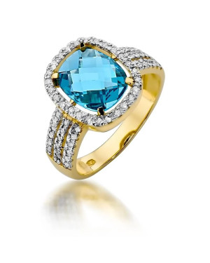 Gold Ring 14k with diamond topaz 3.00ct