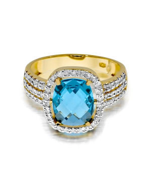 Gold Ring 14k with diamond topaz 3.00ct