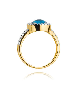 Gold Ring 14k with diamond topaz 3.00ct