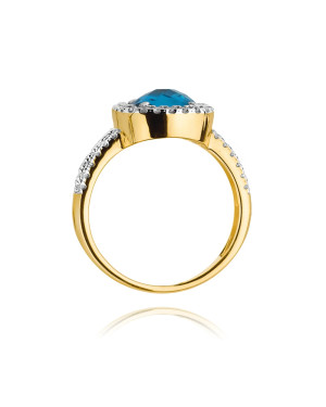 Złoty Pierścionek 14k z diamentem topaz 3,00ct