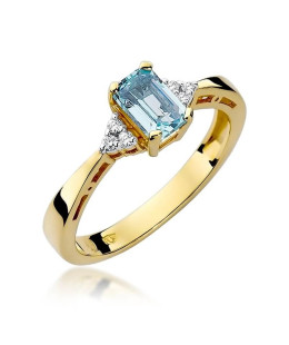Gold Ring 14k with diamond topaz 0.60ct