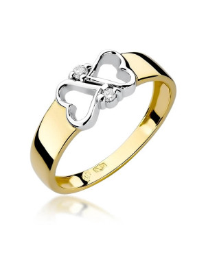 Złoty Pierścionek 14k z diamentem brylant 0,04ct