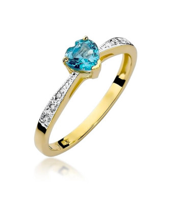 Złoty Pierścionek 14k z diamentem topaz 0,30ct
