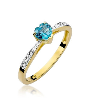 Złoty Pierścionek 14k z diamentem topaz 0,30ct