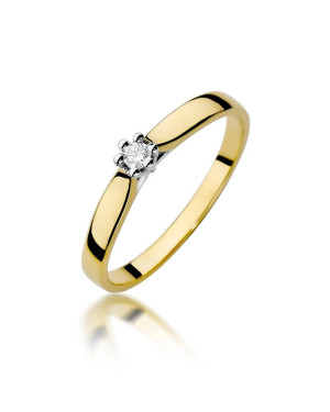 Złoty Pierścionek 14k z diamentem brylant 0.04ct