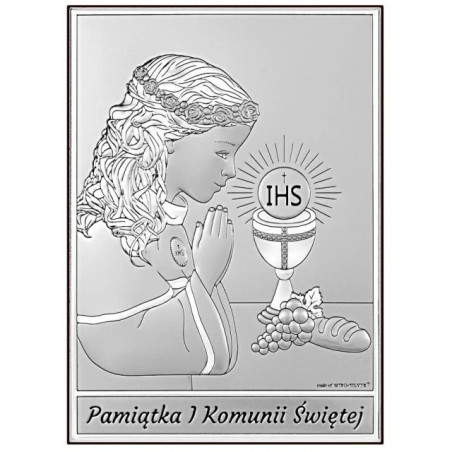 A silver picture communion souvenir for a girl