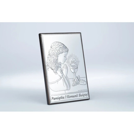 A silver picture communion souvenir for a girl