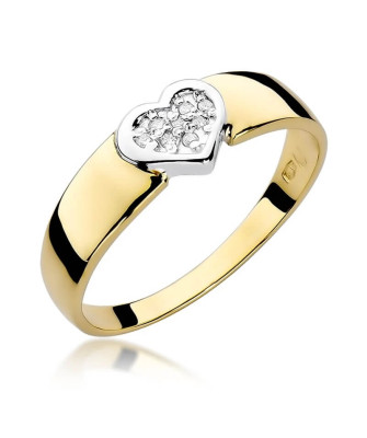 Złoty Pierścionek 14k z diamentem brylant 0,04ct