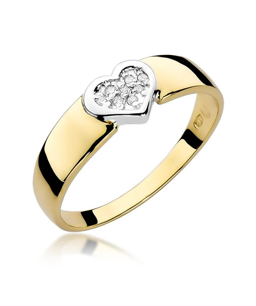 Złoty Pierścionek 14k z diamentem brylant 0,04ct