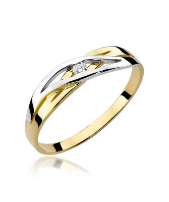 Złoty Pierścionek 14k z diamentem brylant 0,05ct