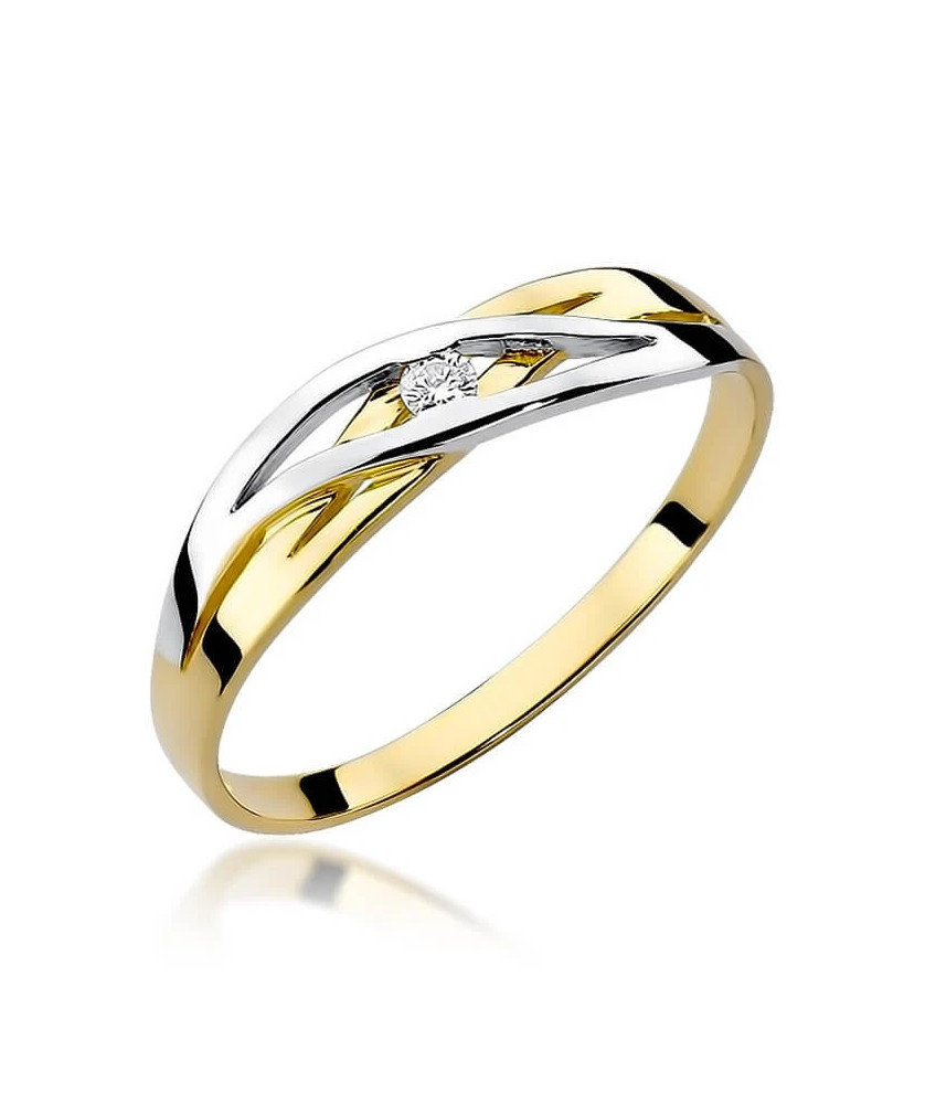 Złoty Pierścionek 14k z diamentem brylant 0,05ct