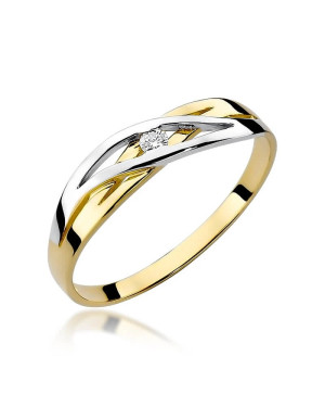 Złoty Pierścionek 14k z diamentem brylant 0,05ct