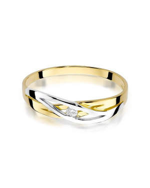 Złoty Pierścionek 14k z diamentem brylant 0,05ct