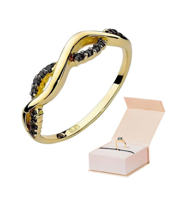 14k Gold Ring with Black Diamond Brilliant 0.07ct