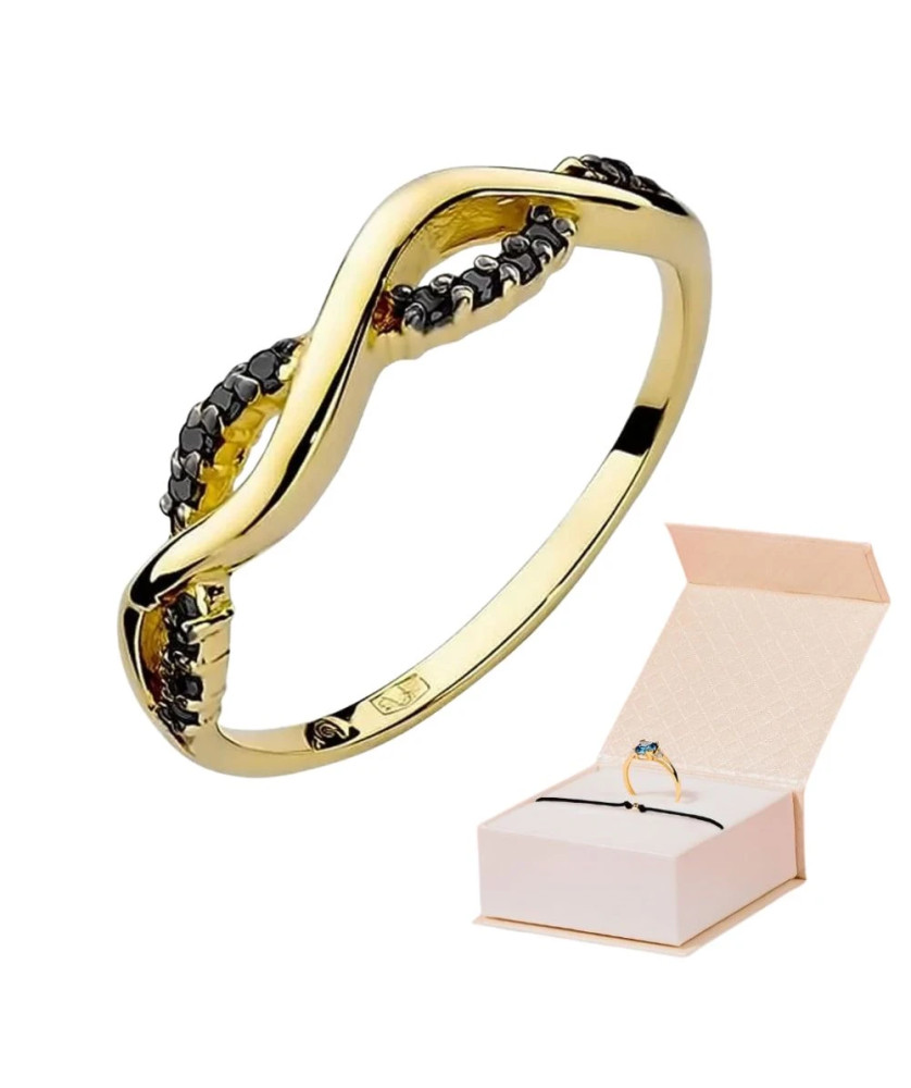 14k Gold Ring with Black Diamond Brilliant 0.07ct
