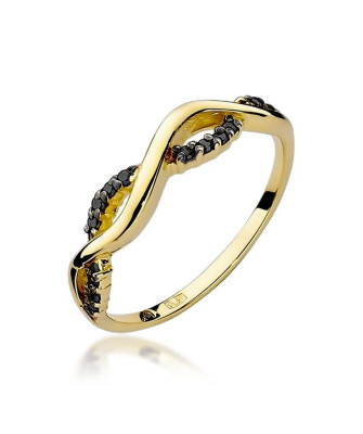 14k Gold Ring with Black Diamond Brilliant 0.07ct