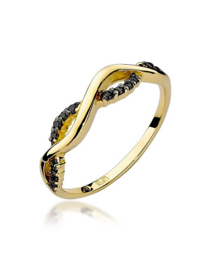 14k Gold Ring with Black Diamond Brilliant 0.07ct
