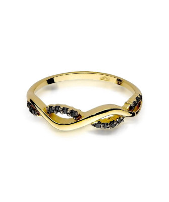 14k Gold Ring with Black Diamond Brilliant 0.07ct