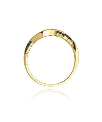 14k Gold Ring with Black Diamond Brilliant 0.07ct