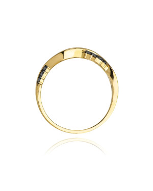 14k Gold Ring with Black Diamond Brilliant 0.07ct