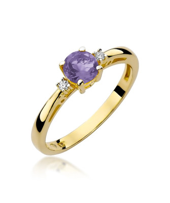 14k Gold Ring with Amethyst Diamond 0.50ct