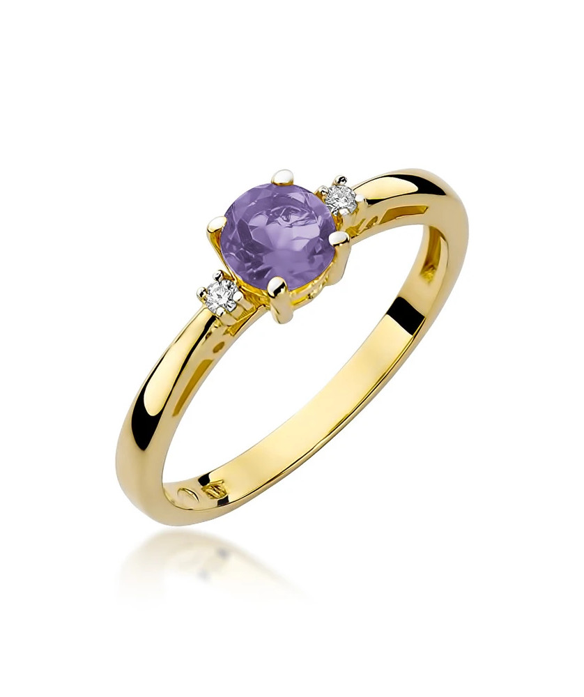 14k Gold Ring with Amethyst Diamond 0.50ct