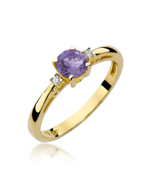 14k Gold Ring with Amethyst Diamond 0.50ct