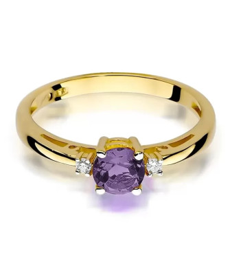 14k Gold Ring with Amethyst Diamond 0.50ct