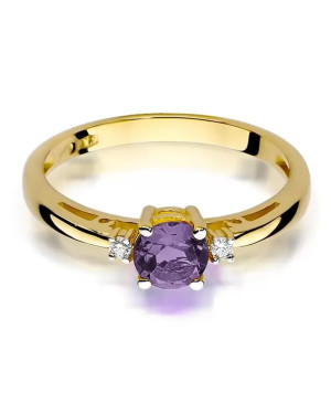 14k Gold Ring with Amethyst Diamond 0.50ct