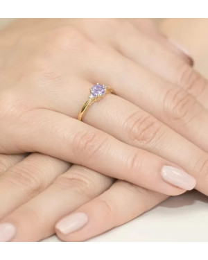 Złoty Pierścionek 14k z diamentem ametyst 0,50ct