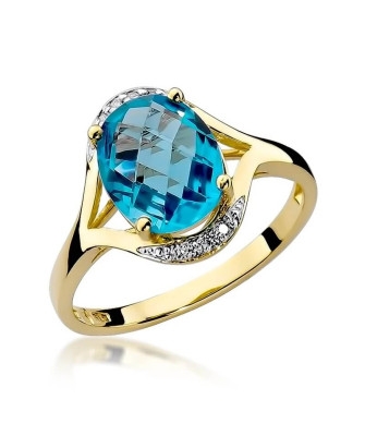 Złoty Pierścionek 14k z diamentem topaz 3,00ct